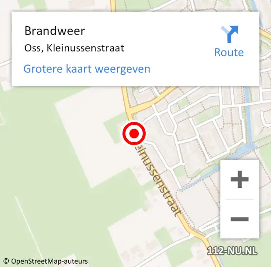 Locatie op kaart van de 112 melding: Brandweer Oss, Kleinussenstraat op 29 oktober 2018 22:09