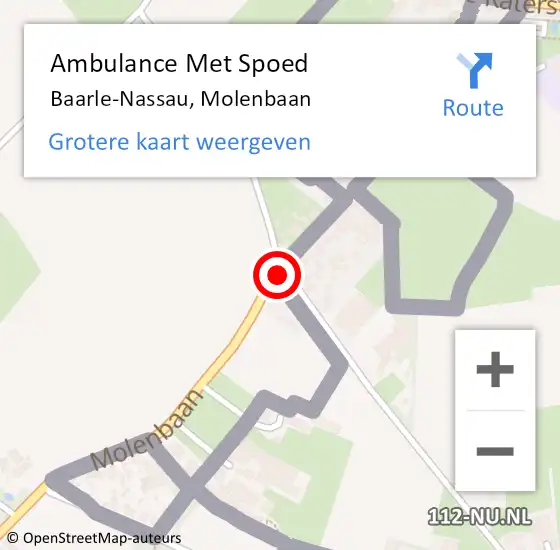 Locatie op kaart van de 112 melding: Ambulance Met Spoed Naar Baarle-Nassau, Molenbaan op 30 oktober 2018 00:39