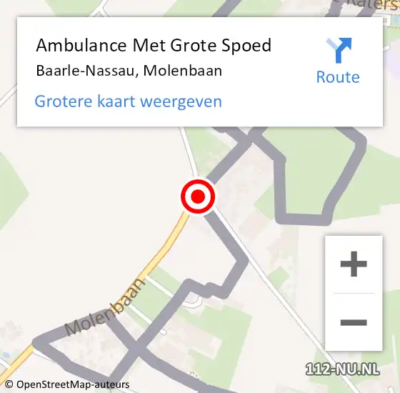 Locatie op kaart van de 112 melding: Ambulance Met Grote Spoed Naar Baarle-Nassau, Molenbaan op 30 oktober 2018 00:42