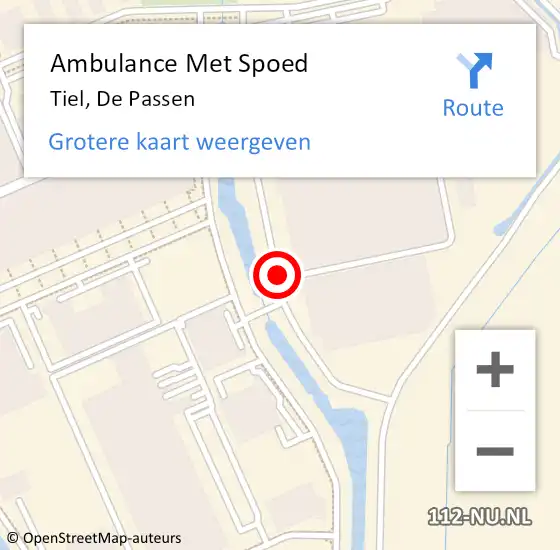 Locatie op kaart van de 112 melding: Ambulance Met Spoed Naar Tiel, De Passen op 30 oktober 2018 03:43