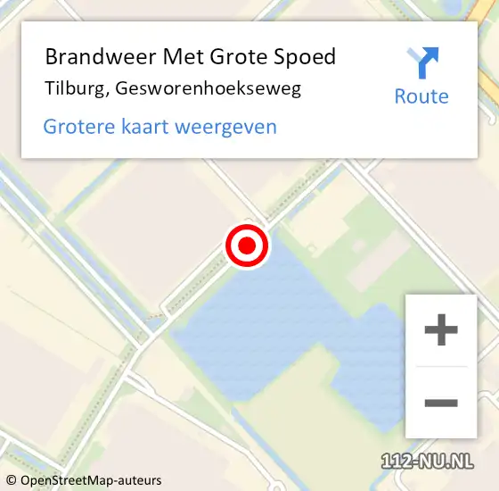 Locatie op kaart van de 112 melding: Brandweer Met Grote Spoed Naar Tilburg, Gesworenhoekseweg op 30 oktober 2018 05:27