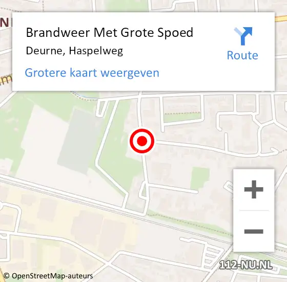 Locatie op kaart van de 112 melding: Brandweer Met Grote Spoed Naar Deurne, Haspelweg op 30 oktober 2018 05:32