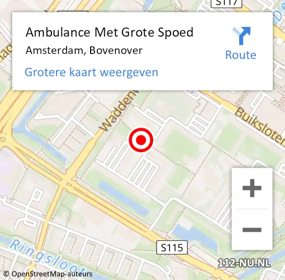 Locatie op kaart van de 112 melding: Ambulance Met Grote Spoed Naar Amsterdam, Bovenover op 30 oktober 2018 05:46
