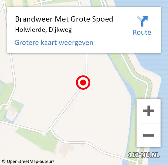 Locatie op kaart van de 112 melding: Brandweer Met Grote Spoed Naar Holwierde, Dijkweg op 30 oktober 2018 05:51