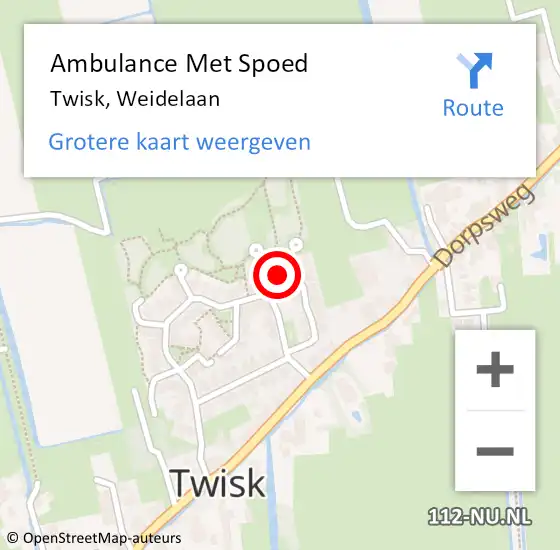 Locatie op kaart van de 112 melding: Ambulance Met Spoed Naar Twisk, Weidelaan op 30 oktober 2018 05:52