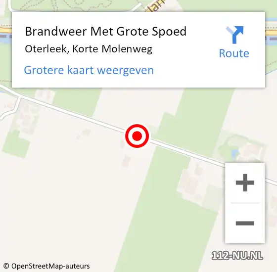 Locatie op kaart van de 112 melding: Brandweer Met Grote Spoed Naar Oterleek, Korte Molenweg op 30 oktober 2018 09:35