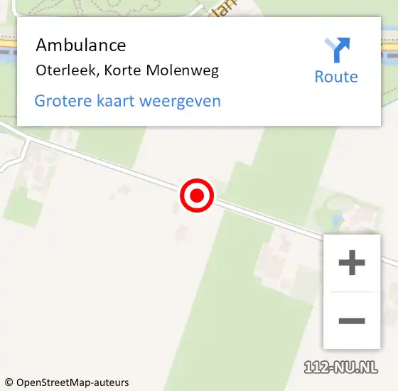 Locatie op kaart van de 112 melding: Ambulance Oterleek, Korte Molenweg op 30 oktober 2018 09:37