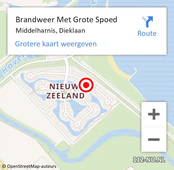 Locatie op kaart van de 112 melding: Brandweer Met Grote Spoed Naar Middelharnis, Dieklaan op 30 oktober 2018 09:44