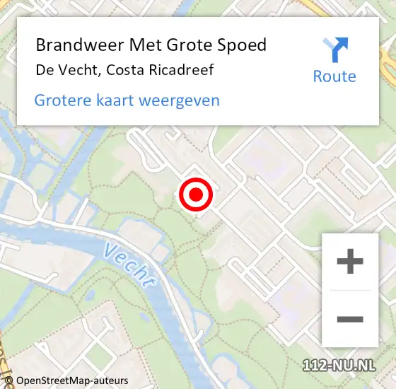 Locatie op kaart van de 112 melding: Brandweer Met Grote Spoed Naar De Vecht, Costa Ricadreef op 30 oktober 2018 10:56