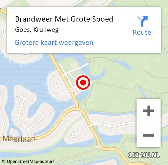 Locatie op kaart van de 112 melding: Brandweer Met Grote Spoed Naar Goes, Krukweg op 30 oktober 2018 11:44