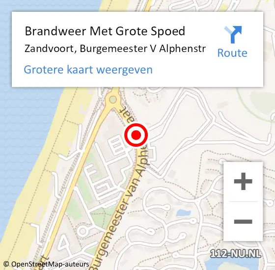 Locatie op kaart van de 112 melding: Brandweer Met Grote Spoed Naar Zandvoort, Burgemeester V Alphenstr op 30 oktober 2018 12:19