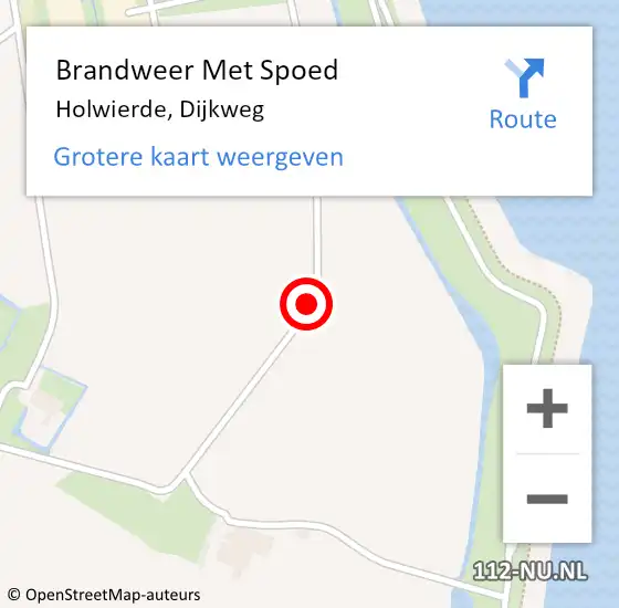 Locatie op kaart van de 112 melding: Brandweer Met Spoed Naar Holwierde, Dijkweg op 30 oktober 2018 12:37