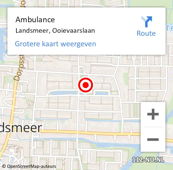 Locatie op kaart van de 112 melding: Ambulance Landsmeer, Ooievaarslaan op 30 oktober 2018 12:58