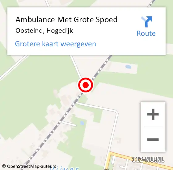 Locatie op kaart van de 112 melding: Ambulance Met Grote Spoed Naar Oosteind, Hogedijk op 30 oktober 2018 13:56