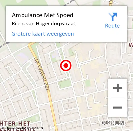 Locatie op kaart van de 112 melding: Ambulance Met Spoed Naar Rijen, van Hogendorpstraat op 30 oktober 2018 14:18