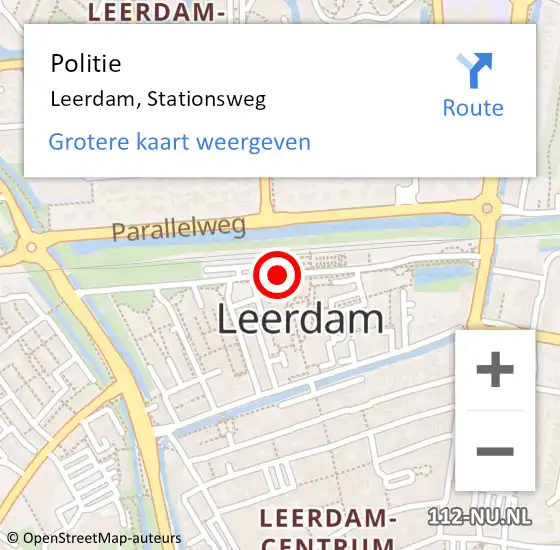 Locatie op kaart van de 112 melding: Politie Leerdam, Stationsweg op 30 oktober 2018 17:20