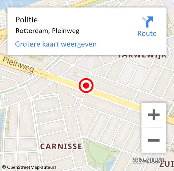 Locatie op kaart van de 112 melding: Politie Rotterdam, Pleinweg op 30 oktober 2018 17:50