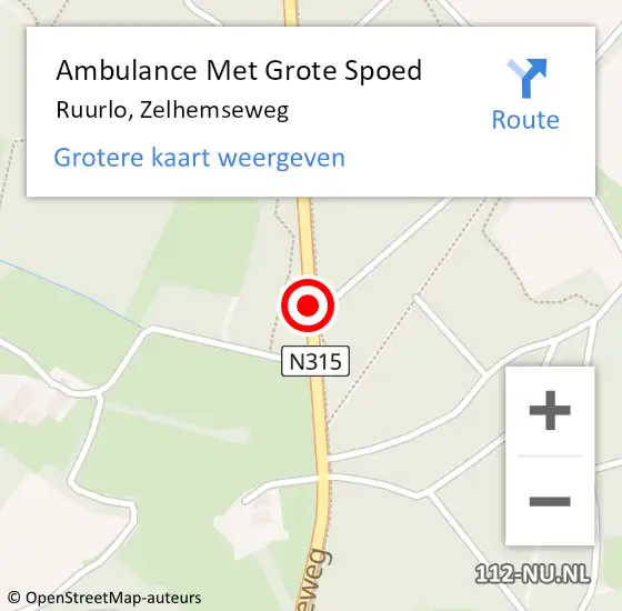 Locatie op kaart van de 112 melding: Ambulance Met Grote Spoed Naar Ruurlo, Zelhemseweg op 30 oktober 2018 18:14