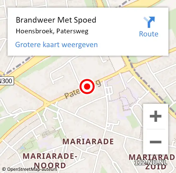 Locatie op kaart van de 112 melding: Brandweer Met Spoed Naar Hoensbroek, Patersweg op 30 oktober 2018 18:50