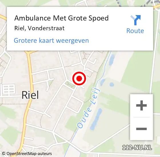 Locatie op kaart van de 112 melding: Ambulance Met Grote Spoed Naar Riel, Vonderstraat op 30 oktober 2018 19:24