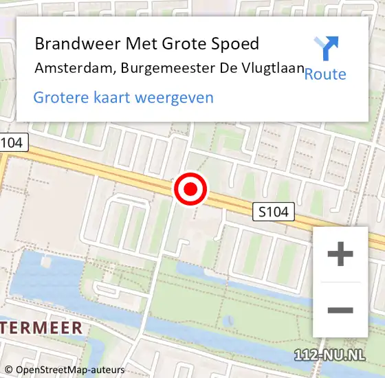 Locatie op kaart van de 112 melding: Brandweer Met Grote Spoed Naar Amsterdam, Burgemeester De Vlugtlaan op 30 oktober 2018 19:27