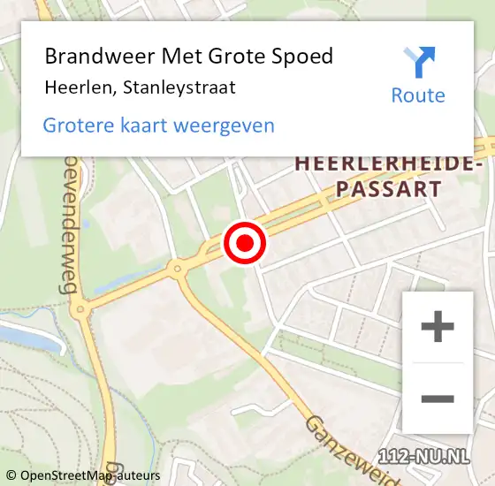 Locatie op kaart van de 112 melding: Brandweer Met Grote Spoed Naar Heerlen, Stanleystraat op 30 oktober 2018 20:22