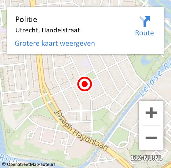 Locatie op kaart van de 112 melding: Politie Utrecht, Handelstraat op 30 oktober 2018 20:38