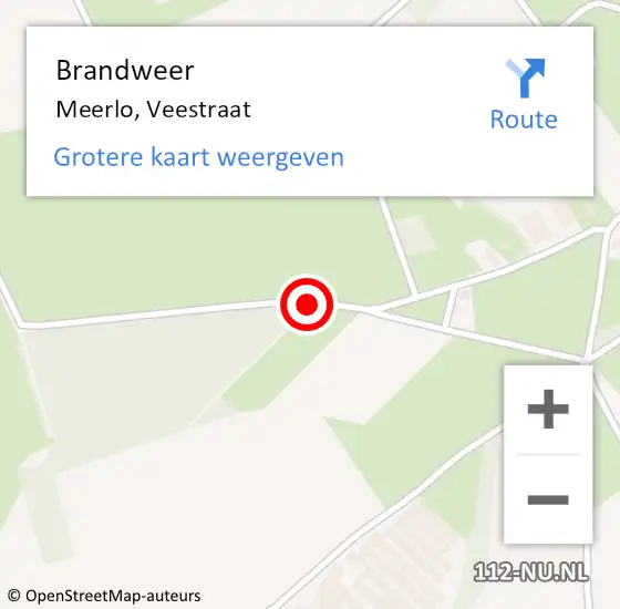 Locatie op kaart van de 112 melding: Brandweer Meerlo, Veestraat op 30 oktober 2018 20:47