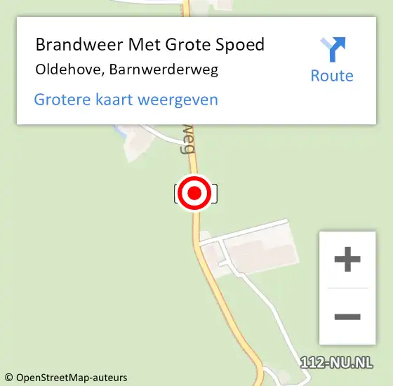 Locatie op kaart van de 112 melding: Brandweer Met Grote Spoed Naar Oldehove, Barnwerderweg op 30 oktober 2018 21:22