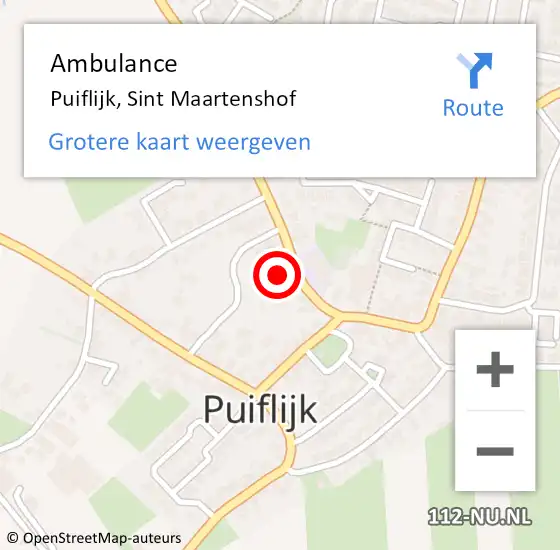 Locatie op kaart van de 112 melding: Ambulance Puiflijk, Sint Maartenshof op 30 oktober 2018 21:56