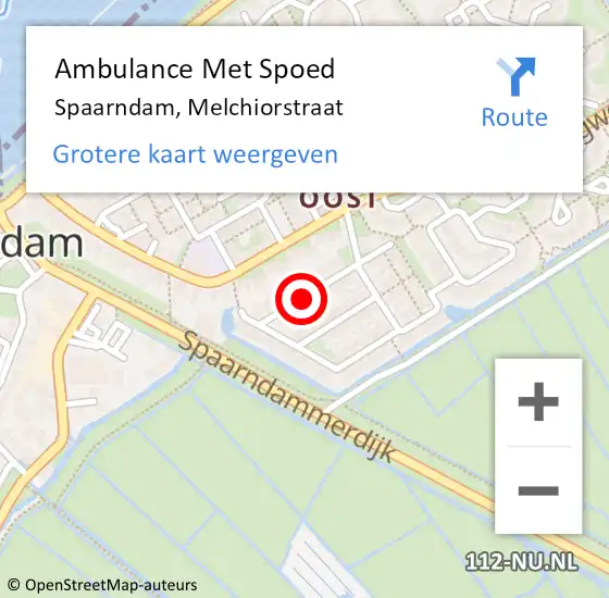Locatie op kaart van de 112 melding: Ambulance Met Spoed Naar Spaarndam, Melchiorstraat op 30 oktober 2018 22:26