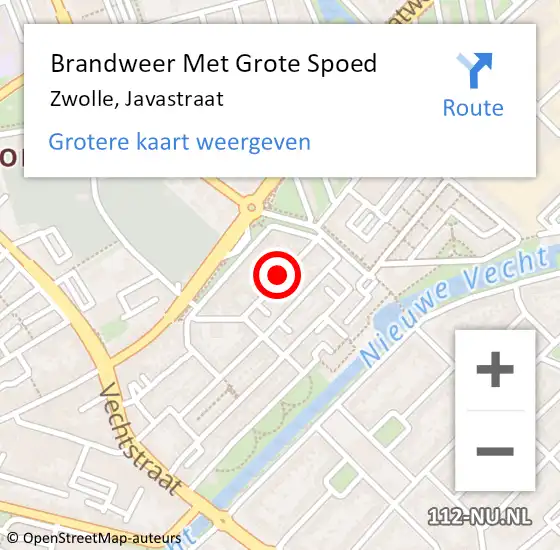 Locatie op kaart van de 112 melding: Brandweer Met Grote Spoed Naar Zwolle, Javastraat op 31 oktober 2018 00:06