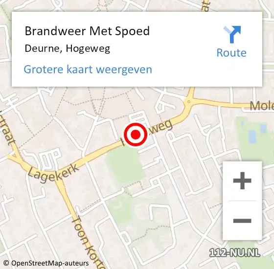 Locatie op kaart van de 112 melding: Brandweer Met Spoed Naar Deurne, Hogeweg op 31 oktober 2018 06:10