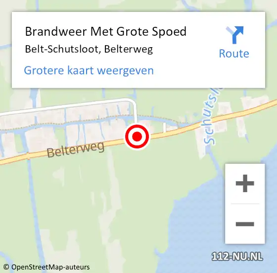 Locatie op kaart van de 112 melding: Brandweer Met Grote Spoed Naar Belt-Schutsloot, Belterweg op 31 oktober 2018 08:03