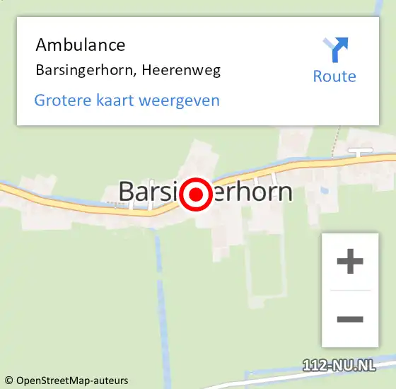 Locatie op kaart van de 112 melding: Ambulance Barsingerhorn, Heerenweg op 31 oktober 2018 08:25