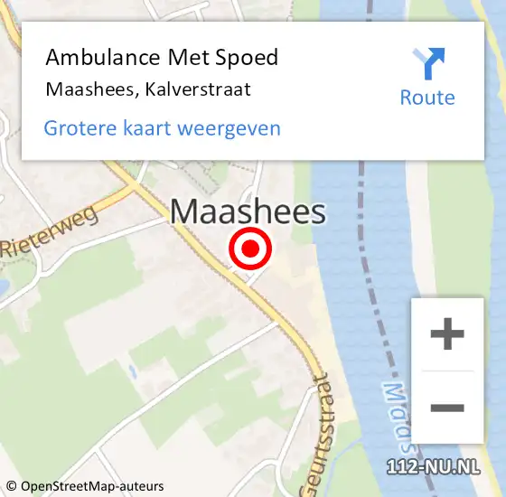 Locatie op kaart van de 112 melding: Ambulance Met Spoed Naar Maashees, Kalverstraat op 13 maart 2014 11:12