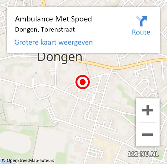 Locatie op kaart van de 112 melding: Ambulance Met Spoed Naar Dongen, Torenstraat op 31 oktober 2018 08:29