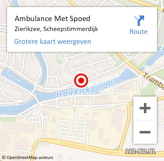 Locatie op kaart van de 112 melding: Ambulance Met Spoed Naar Zierikzee, Scheepstimmerdijk op 31 oktober 2018 08:43