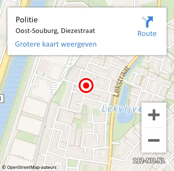 Locatie op kaart van de 112 melding: Politie Oost-Souburg, Diezestraat op 31 oktober 2018 08:46
