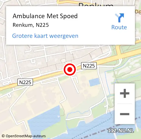 Locatie op kaart van de 112 melding: Ambulance Met Spoed Naar Renkum, N225 op 31 oktober 2018 08:49