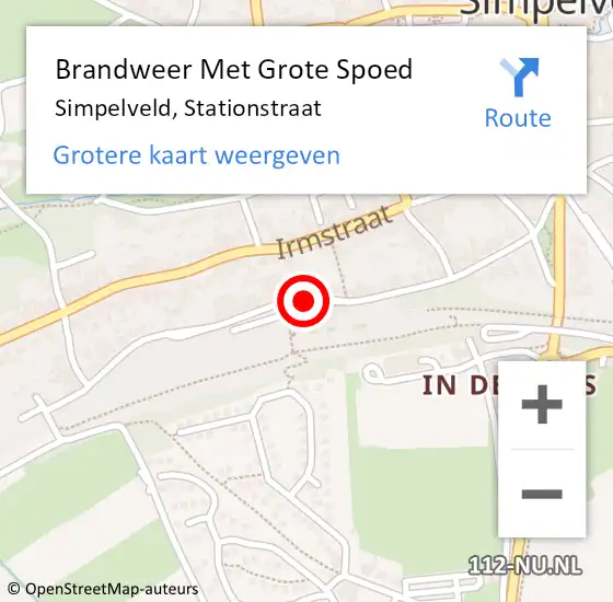 Locatie op kaart van de 112 melding: Brandweer Met Grote Spoed Naar Simpelveld, Stationstraat op 31 oktober 2018 08:50