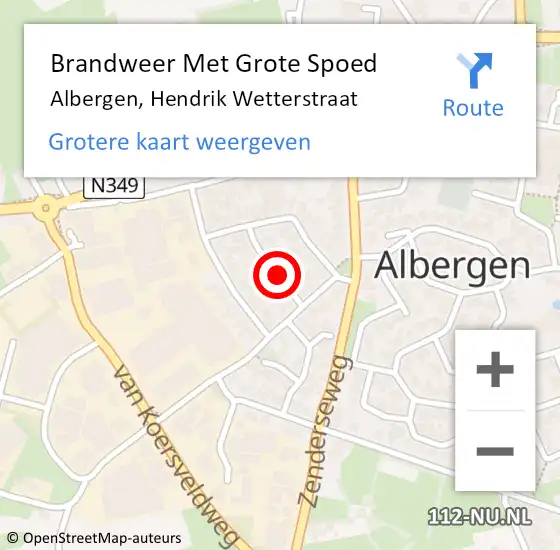 Locatie op kaart van de 112 melding: Brandweer Met Grote Spoed Naar Albergen, Hendrik Wetterstraat op 31 oktober 2018 08:57