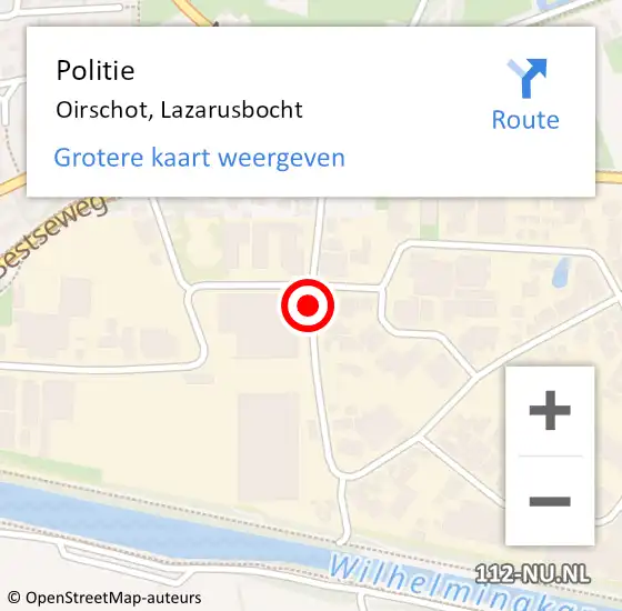 Locatie op kaart van de 112 melding: Politie Oirschot, Lazarusbocht op 31 oktober 2018 09:22