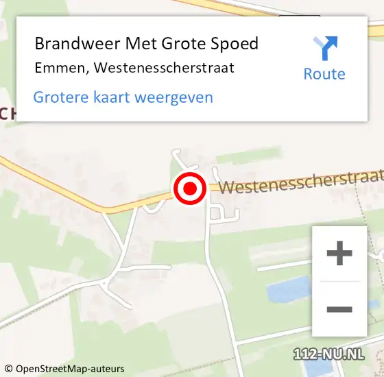 Locatie op kaart van de 112 melding: Brandweer Met Grote Spoed Naar Emmen, Westenesscherstraat op 31 oktober 2018 09:56