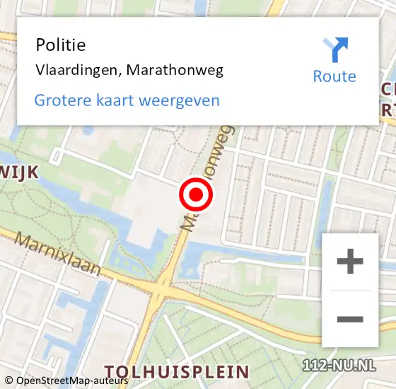 Locatie op kaart van de 112 melding: Politie Vlaardingen, Marathonweg op 31 oktober 2018 10:18