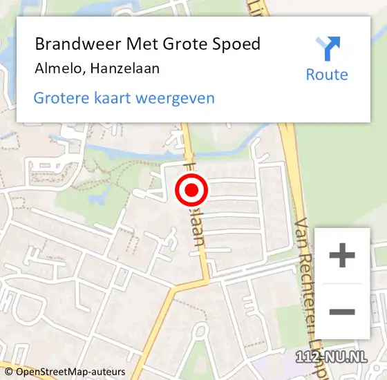 Locatie op kaart van de 112 melding: Brandweer Met Grote Spoed Naar Almelo, Hanzelaan op 31 oktober 2018 10:20