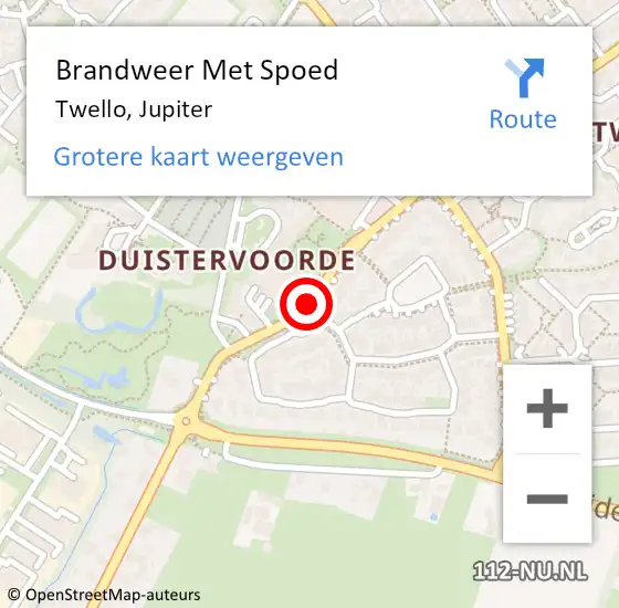 Locatie op kaart van de 112 melding: Brandweer Met Spoed Naar Twello, Jupiter op 31 oktober 2018 10:29