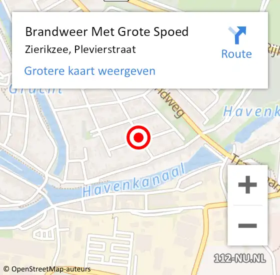 Locatie op kaart van de 112 melding: Brandweer Met Grote Spoed Naar Zierikzee, Plevierstraat op 31 oktober 2018 10:40