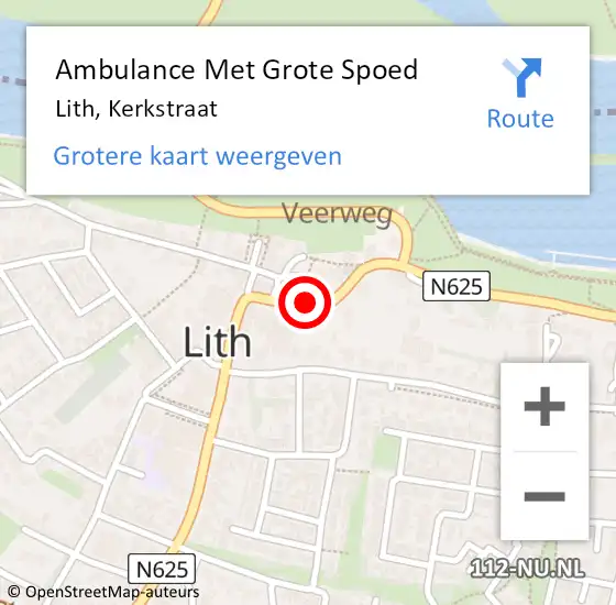 Locatie op kaart van de 112 melding: Ambulance Met Grote Spoed Naar Lith, Kerkstraat op 31 oktober 2018 10:57