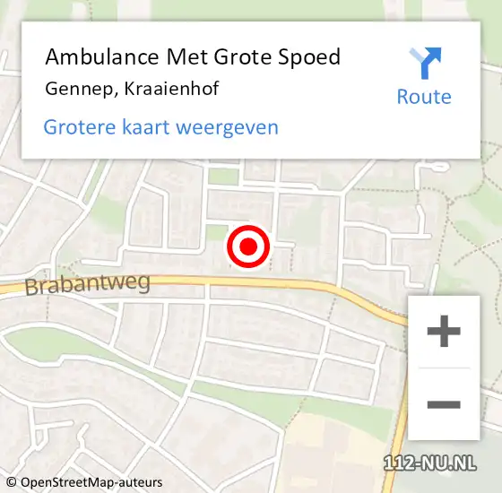 Locatie op kaart van de 112 melding: Ambulance Met Grote Spoed Naar Gennep, Kraaienhof op 31 oktober 2018 11:01